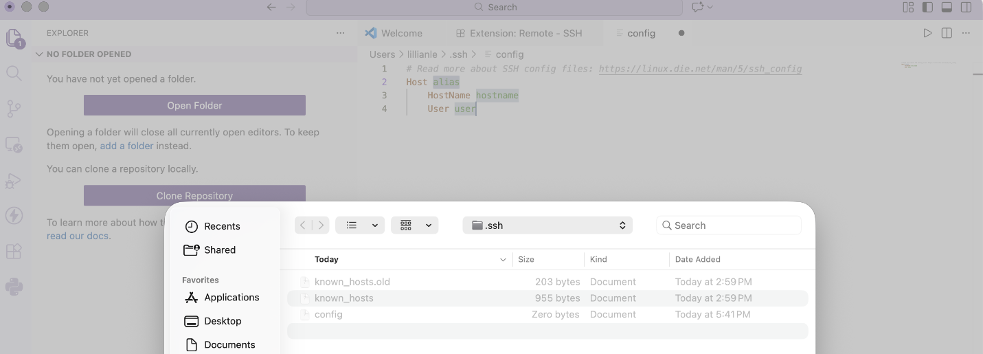 open files